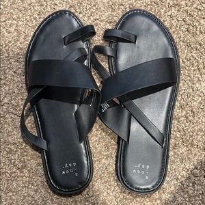 A New Day Black Slide Sandals Minimalist Design
